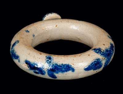 Extremely Rare Stoneware Ring Flask att. Mount Crawford (Rockingham County), Virginia