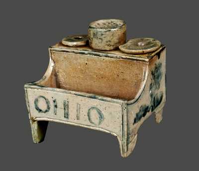 Extremely Rare and Important OHIO Stoneware Inkstand Dated 1829