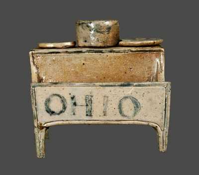 Extremely Rare and Important "OHIO" Stoneware Inkstand Dated "1829"
