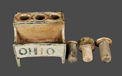 Extremely Rare and Important "OHIO" Stoneware Inkstand Dated "1829"