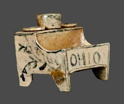 Extremely Rare and Important "OHIO" Stoneware Inkstand Dated "1829"