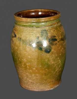 Very Rare Cobalt Decorated Redware Jar Signed JOHN BELL (Waynesboro, PA)