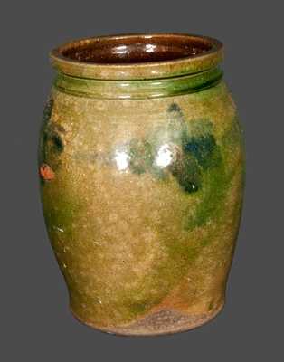 Very Rare Cobalt Decorated Redware Jar Signed JOHN BELL (Waynesboro, PA)