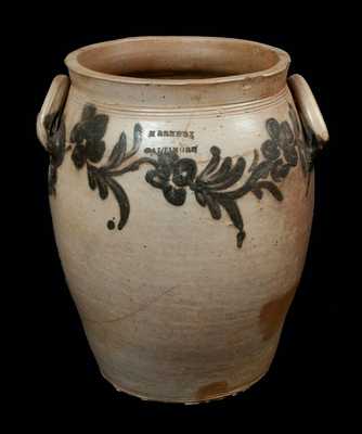 Very Rare H. REMMEY / BALTIMORE Stoneware Crock with Floral Design and Loop Handles