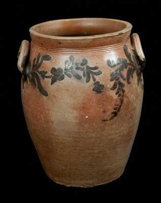 Very Rare H. REMMEY / BALTIMORE Stoneware Crock with Floral Design and Loop Handles