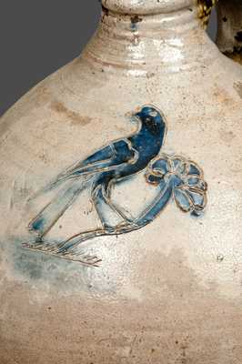 Stoneware Jug with Ornate Incised Bird Decoration, Manhattan, circa 1800