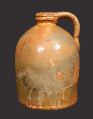 1/2 Gal. Galena, IL, Redware Jug with Tooled Spout and Cream Slip Coating