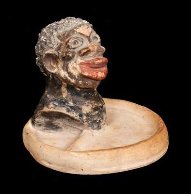 Rare Stoneware Ashtray with Hand-Modeled African-American Head