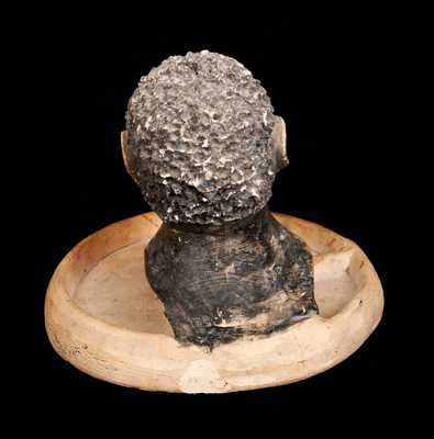 Rare Stoneware Ashtray with Hand-Modeled African-American Head