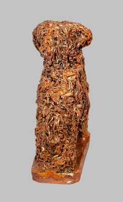 Outstanding Redware Dog Figure with Applied Coleslaw Fur, att. Anthony Baecher