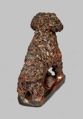 Outstanding Redware Dog Figure with Applied Coleslaw Fur, att. Anthony Baecher