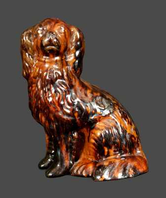 Extremely Rare Redware Spaniel Signed Twice, 