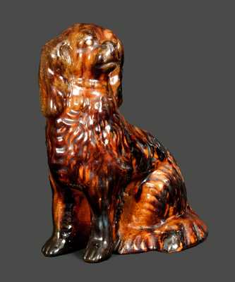 Extremely Rare Redware Spaniel Signed Twice, 