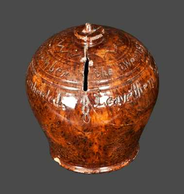 Dauphin County, Pennsylvania Redware Poem Bank, Incised 