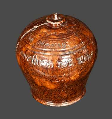 Dauphin County, Pennsylvania Redware Poem Bank, Incised 