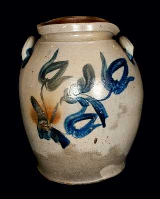 5 Gal. Heavily-Decorated Strasburg, VA Stoneware Jar Signed "BELL"