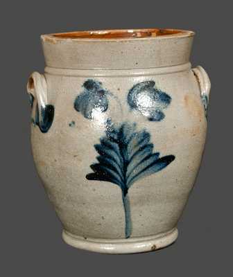 Ovoid Philadelphia Stoneware Crock with Floral Decoration