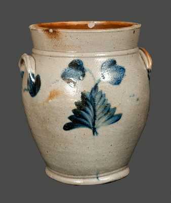 Ovoid Philadelphia Stoneware Crock with Floral Decoration