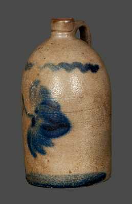 Western PA Stoneware Jug with Freehand Floral Decoration
