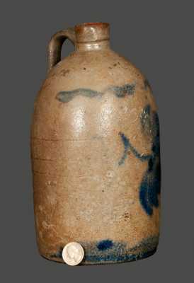 Western PA Stoneware Jug with Freehand Floral Decoration