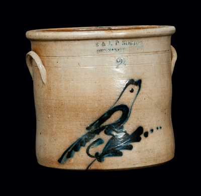 E. & L. P. NORTON / BENNINGTON, VT Stoneware Crock with Bird Decoration