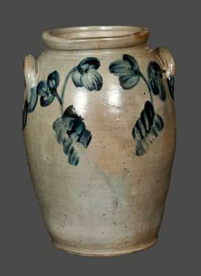 2 Gal. Ovoid Baltimore Stoneware Jar with Floral Decoration, circa 1845
