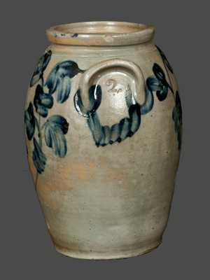2 Gal. Ovoid Baltimore Stoneware Jar with Floral Decoration, circa 1845
