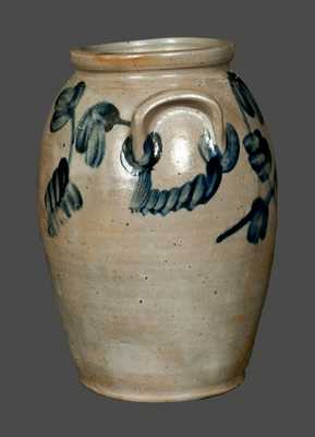 2 Gal. Ovoid Baltimore Stoneware Jar with Floral Decoration, circa 1845