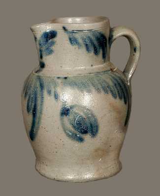 Rare Quart-Sized Baltimore Stoneware Pitcher with Floral Decoration