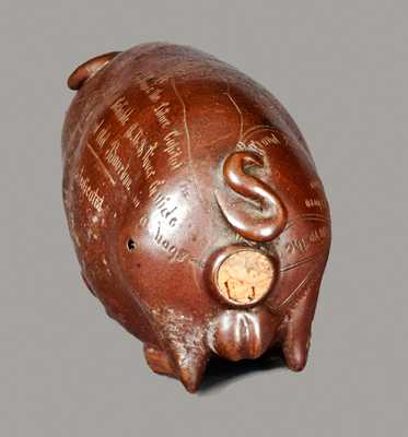 Unusual Anna Pottery Stoneware Presentation Railroad Pig Flask