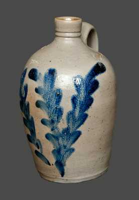 Very Rare Small-Sized Baltimore, MD Stoneware Jug with Cobalt Foliate Decoration, circa 1835