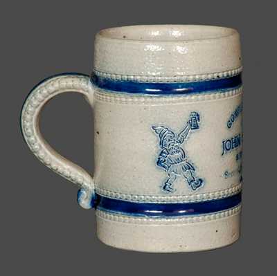 Very Rare Philadelphia Stoneware Advertising Mug, attributed to the Wingender Pottery, Haddonfield, NJ