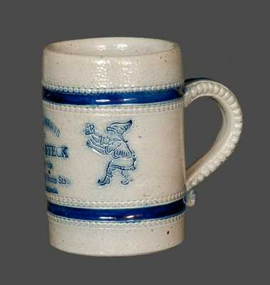 Very Rare Philadelphia Stoneware Advertising Mug, attributed to the Wingender Pottery, Haddonfield, NJ