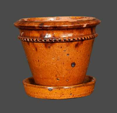 Berks County, PA Redware Flowerpot, Marked 