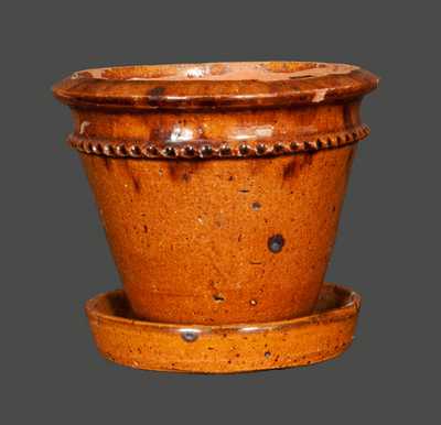 Berks County, PA Redware Flowerpot, Marked "LKT"