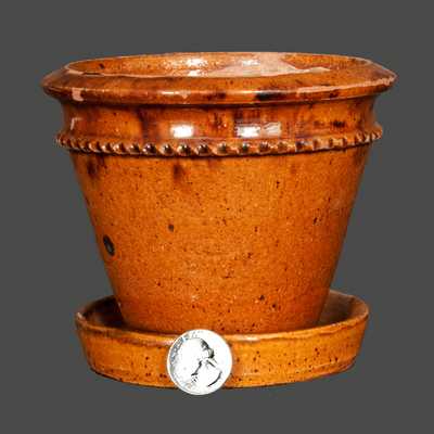 Berks County, PA Redware Flowerpot, Marked "LKT"