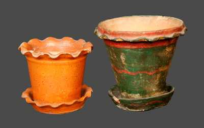 Two Pennsylvania Redware Flowerpots