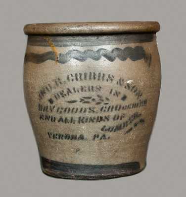 Rare Verona, PA Stoneware Advertising Crock