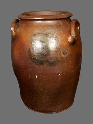 James River, VA Stoneware Jar with Cobalt Decoration.