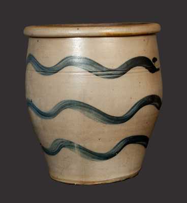 Western PA Stoneware Jar with Cobalt Stripe Decoration