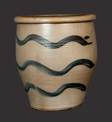 Western PA Stoneware Jar with Cobalt Stripe Decoration