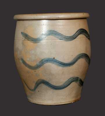 Western PA Stoneware Jar with Cobalt Stripe Decoration