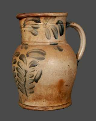 One-Gallon Remmey, Philadelphia, PA Stoneware Pitcher with Tulip Decoration