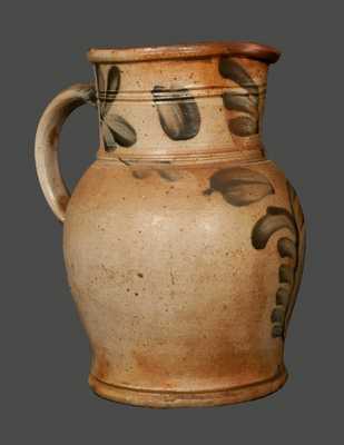 One-Gallon Remmey, Philadelphia, PA Stoneware Pitcher with Tulip Decoration