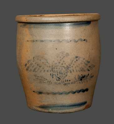 Western PA Stoneware Cream Jar with Stenciled Eagle Decoration