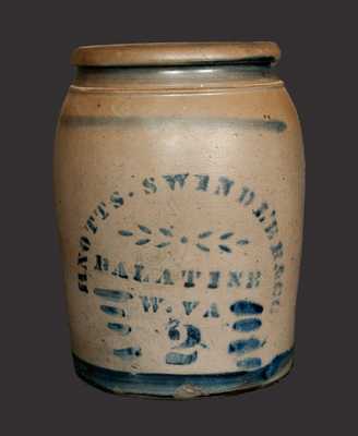 KNOTTS, SWINDLER & CO. / PALATINE, W. VA Stoneware Crock