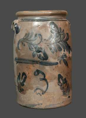 3 Gal. Morgantown, WV Stoneware Crock with Floral Decoration