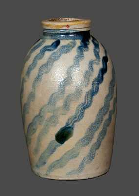 Western PA Stoneware Canning Jar with Profuse Striped Decoration