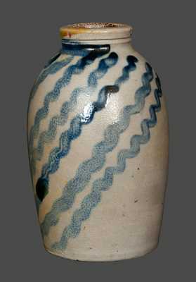 Western PA Stoneware Canning Jar with Profuse Striped Decoration