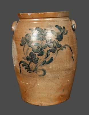Rare 8 Gal. Baltimore Stoneware Crock with Floral Decoration